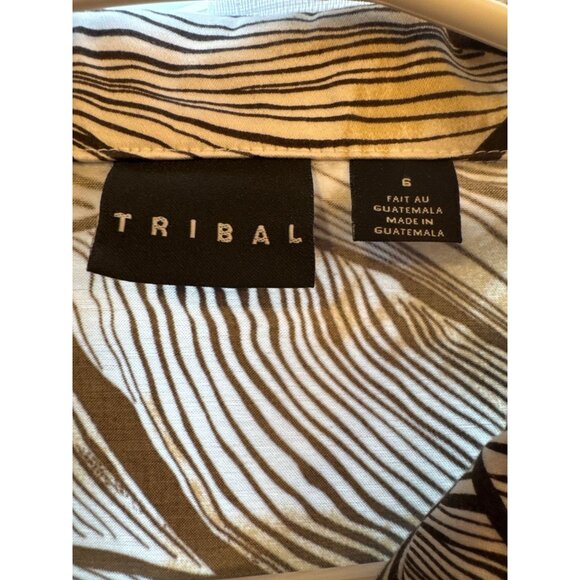 Tribal Womens Size 6 Abstract Brown & White Patterned 3/4 Sleeve Lightweight Jac - Picture 3 of 5